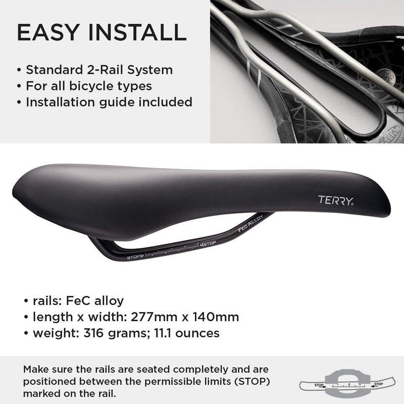 Terry Fly Cromoly Bicycle Saddle - Bicycle Seat for Men - Flexible & Comfortable - Dura-Tek Cover - Black - Black, - Image 5